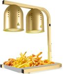 VORIGY Heat Lamp for Food, with Two 250W Bulbs for Fast and Even Heating, Food Heat Lamp with Adjustable Height Stand, Commercial Food Warmer Lamp for Home, Fast Food Restaurant, Buffet, Bakery, Gold