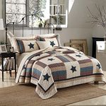 VISIMISI Cotton Bedding Quilt Sets 3 Pieces Reversible Coverlet Sets All Season Boys Real Patchwork Bedspread,Star Pattern,King Size