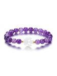 Jovivi Crystal Bead Bracelet Women Amethyst Gemstone Healing Moon and Star Stone Lucky Protection Bracelets Spiritual Gifts for Christmas