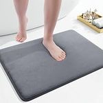 Colorxy Luxury Memory Foam Bath Mat, Non-Slip Ultra Absorbent Bathroom Mats PVC Back Runner Mat Machine Washable Mat for Bathroom Floors, 24" x 16", Dark Grey