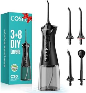 COSLUS Water Dental Flosser Pick for Teeth: 4 Modes Cordless Portable 300ML Larger Tank Water Teeth Cleaner IPX7 Waterproof Flossing Cleaning Picks for Home Travel Black C30(FC5360)
