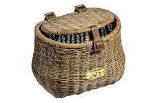 Nantucket Bicycle Basket Co. Madaket Creel Front Bicycle Basket with Lid, Natural Gray