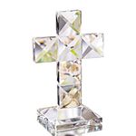 H&D Hyaline&Dora Traditional Crystal Standing Cross,Glass Wall Cross Figurine for Table,4.7x3.1 inches