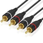 TNP RCA Cables 50ft - Gold Plated 2RCA Male to 2RCA Male Stereo Audio Cable - 2 Channel RCA to RCA Audio Cable - Dual Shielded RCA Cable for Amplifiers, Car Audio, Home Theater, Speakers, Black