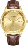CIVO Mens Watches Leather Strap: Gold Face Stylish Wrist Watch - Analogue Quartz Watches with Date for Gifts Work Dress