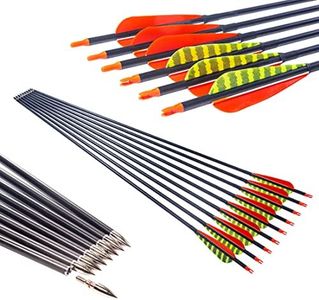 Pinals Archery 340 400 500 Spine Carbon Arrows for Compound Recurve Bows Hunting Target Traditional Longbow 30 inch Arrow Shaft 12PCS(400 30")