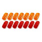 TCTAuto LED Trailer Marker Lights Bullseye Double Bubble 10 Diodes Exterior Clearance Indicators Lights Surface Mount for RV Camper Trucks, Pack of 7 Amber & 7 Red