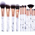 Makeup Brushes Start Makers Professional 12Pcs Marble Make Up Brushes Set with Foundation Powder Blending Eyeshadow Eyebrow Brush Set