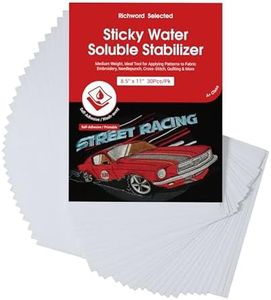 Richword Selected Printable Water Soluble Stabilizer Paper 8.5"x11" - Sticky & Wash-Away Embroidery Backing - 30 Sheets for Machine/Hand Embroidery