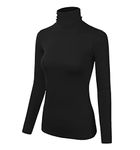 URBAN BUCK Women Turtleneck Long Sleeve Ribbed Knitted Casual Stretch Top Cotton Slim Fit Black Turtle Neck Pullover Sweater (M)