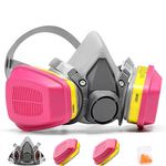 RANKSING Reusable Respirator Gas Mask with 60923 Filters to Protection Against Dust, Fumes, Asbestos, Chemicals and Particles while Painting, Spraying, Polishing and More, Medium