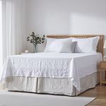 Simple&Opulence Premium 100% Linen Bed Skirt Basic Style 18 inch Tailored Drop Dust Proof Easy Fit Breathable (18'' Basic-Linen, King)