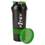 FITSY Protein Shaker Bottle for Gym with Storage Compartment & Pill Tray, 500 ml, Green (AR998)