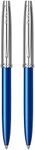 Scrikss Ball Point Pen | Pack of 2 | Blue Brass Lower Body | Chrome Plated Upper Body & Trims | Click Mechanism | 108 Sky Series | Modern and Elegant Pen Ideal for Gifting Using in Office Home