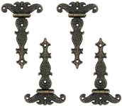 MY MIRONEY 4.45" x 2.72" Tee Hinge Zinc Alloy Antique Bronze Decorative T-Strap Hinges Door Hinges with Screws Pack of 4