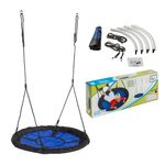 TRIBECCO Nest Swing Hanging Swing - Round Swing Diameter 98 cm - Maximum Load 150 kg - Plate Swing Ideal for Outdoor and Indoor Use - Recommended for Children and Adults (Blue)