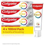 Colgate Total Original Toothpaste 4x100ml | Stronger 24-hour bacterial defence* | Unique dual zinc antibacterial technology | 8 benefits for complete protection | Fresh breath | 6 months of brushing**