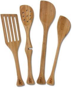 Lefty's Left-handed Bamboo Utensil Kitchen Tool Set, 4 Pieces in Mesh Bag