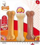 Nylabone Extreme Tough Dog Chew Toy Bones, Peanut Butter, Chicken, Bacon Flavoured, 3-Piece, Small, for Dogs Up to 11 kg