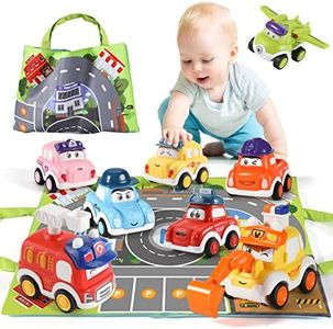 Toy Cars,Toys for 1 Year Old Boys,8 PCS Push and Go Cars Toy Friction Powered Vehicles with Storage Bag,Educational Toys Gifts for Toddlers Age 1 2 3 Year Old