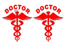 Bhovity® Original Reflective Radium Pack of 2 Doctor Sticker (Red) (10.1 cm X 12.7 cm) GET Free Sticker of Your Name Like DR. Your Name