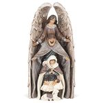 Holy Family Nativity Distressed Brown 11 inch Resin Decorative Tabletop Figurine 4 Piece Set