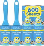 Swihauk 600 Sheets Extra Sticky Lint Rollers for Pet Hair, Easy Spiral Tear Lint Roller for Clothes with Ergonomic Handle, Multipurpose Lint Remover for Furniture, Carpet, Car Seat