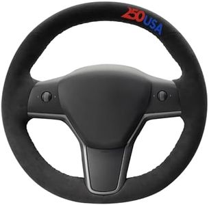 MEWANT 250th Anniversary Limited Edition Steering Wheel Cover for Tesla Model 3 (2017-2023) Model Y (2020-2023) Commemorative 1776-2026 Embroidery Hand-Stitch 9002 Dark Gray Athsuede Wrap