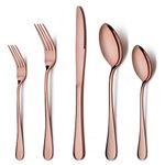 LIANYU Rose Gold Cutlery Set, 20 Piece Stainless Steel Copper Silverware Flatware Set for 4, Ideal for Home Hotel Wedding Festival Party, Dishwasher Safe, Mirror Finish