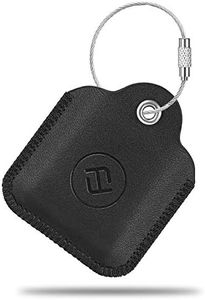 Fintie Genuine Leather Case for Tile Mate/Tile Pro/Tile Sport/Tile Style/Cube Pro Key Finder Phone Finder, Anti-Scratch Protective Skin Cover with Keychain, Black