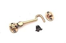 Infinity Decor Cabin Hook and Eye Solid Brass - Silent Door Latch Lock for Window, Garden Gate, Door in Antique - 4" 100mm