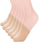 MANZI Women's 6 Pairs Non-Skid Toe Topper No Show Liner Socks Nude