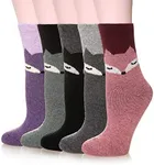 Velice Women Wool Socks Thick Thermal Hiking Warm Winter Crew Cushion Cozy Work Boot Socks 5 Pairs(Fox)