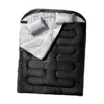 HEAVENGLOW Double Sleeping Bag for Adults Mens with Pillow, XL Queen Size Two Person Black-Sporting Goods-Outdoor Sports-Camping & Hiking-Outdoor Sleeping Gear-Sleeping Bags