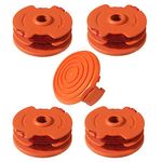 4PCS WA0007 Trimmer Spool & Line for Worx WG116 WG119 WG124 Strimmers Garden Tools Replacement Parts, 16ft 0.065'', 4 Line Spool + 1 Cap