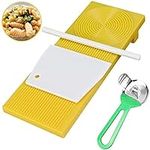 Gnocchi Pasta Board Tool,ABS Plastic Manual Spaghetti Making Tools Gnocchi Paddle Pasta Making Boards with Cutter Rolling Pin for Making Macaroni Pasta Gnocchi Maker (1)