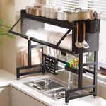 Mokshith Over The Sink Dish Drying Rack with Cover Keep Kitchen Sink Shlef Organized Space-Saving Sink Drying Rack for Dishes, Glasses, Bowls, and Cutlery (RACK-AS37)