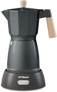 KITfanz Electric Espresso Coffee Maker, Italian Coffee Pot, Electric Moka Pot, Cuban Coffee Maker, Portable Cafeteras Electricas Espresso Makers with Detachable Base 3 or 6 Cup (Grey)