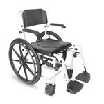 KMINA PRO - Self Propelled Commode Shower Wheelchair, Disabled Shower Chair, Commode Toilet Chair with Wheels, Over Toilet Wheelchair, Shower Chair with Wheels for Elderly Black