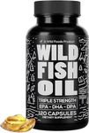 Wild Foods Omega 3 Fish Oil Supplement, 120 Capsules (2 pk) | Wild Caught, Burpless, Odorless, Non-GMO, Gluten Free | DPA, DHA, EPA Triple Strength Joint Nutrition for Women & Men