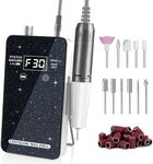Professional Electric Cordless Nail Drill Kit with 11 Bits, 30000 RPM Rechargeable E-File for Acrylic Nails Gel Polishing (Black)