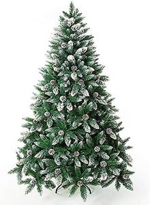 Senjie Artificial Christmas Tree 5/6/7/7.5 Foot Flocked Snow Trees Pine Cone Decoration Unlit (7 Foot Upgrade)
