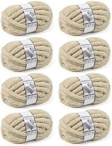 Cozyful Chunky Yarn for Hand Knitting, Thick Jumbo Big Chunky Yarn for Crocheting, Super Chunky Knit Blanket Yarn, Large Yarn Chunky Chenille Yarn, 8 Pack (32 yds 8 oz Each Skein), Khaki, #9