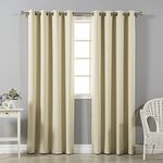 Best Home Fashion Thermal Insulated Blackout Curtains - Antique Bronze Grommet Top - Beige - 52" W x 120" L - (Set of 2 Panels)