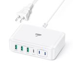 USB C Fast Charger 165W GaN 6 Port USB C Charger Block PD 3 USB C and QC 3 USB A Wall Charger Power Adapter Plug Fast Type USB C Charging Station Hub Block for iPhone 15 14 13 12 11 Pro Max, Samsung