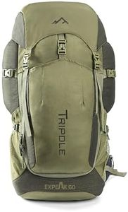 Tripole Expeak 60L Rucksack Bag for Men & Women | Front Opening, Laptop Compartment & Raincover | Trekking, Hiking & Backpacking (Olive Green)