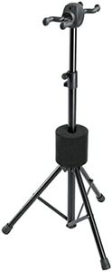 K&M 17620 Support de guitare E+A Double Noir - Système d'accrochage pour 2 guitares - Diamètre d'installation 76 cm - en acier