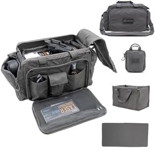GRITR Tactical Range Bag for Handguns and Ammo - Military Style Duffle Bag for Shooting, Hunting, Travel, Everyday Carry - Tactical Gun Case for Pistol and Gear Storage, Grey