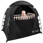 Blackout Canopy Crib Cover, Portable Tent Toddler Travel Block Out 99% Light for Age 4 Months and Up with Monitor, Pouch Pack n Play Blackout Cover, Quick Assemble