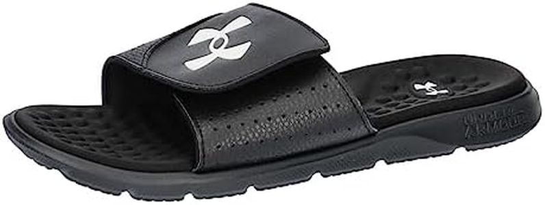 Under Armour mens Ignite Vii Slide Slide Sandal, (001) Black/Black/White, 12